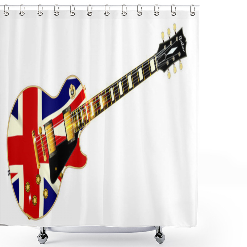 Personality  Union Jack Flag Guitar Shower Curtains