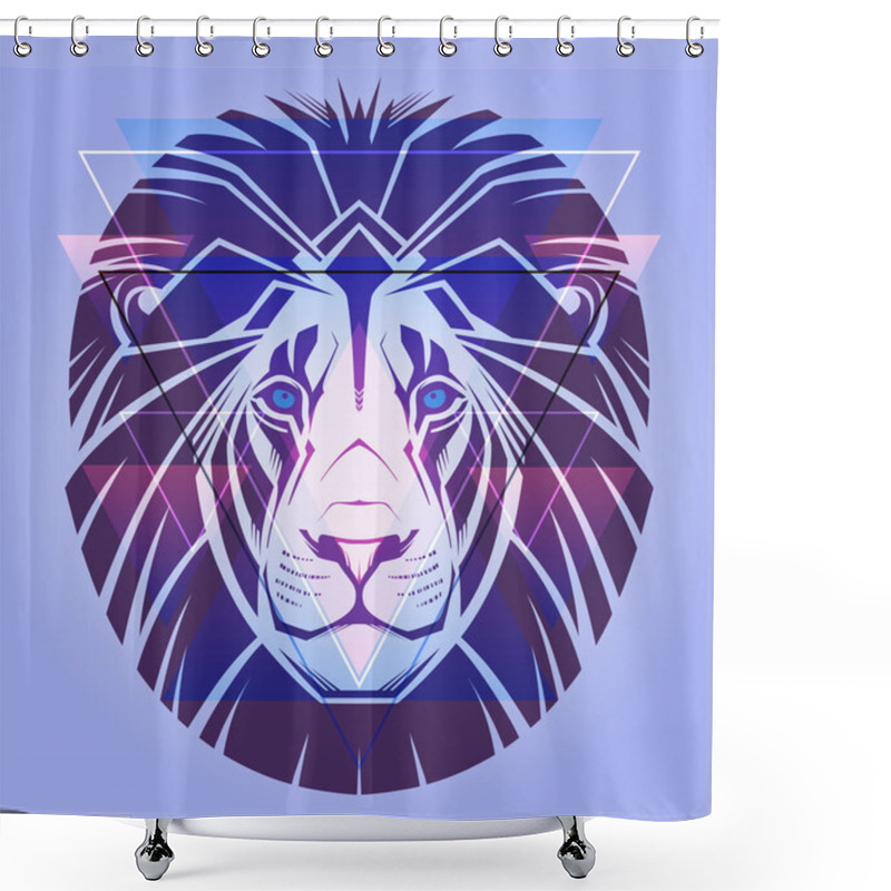 Personality  Creative Illustration Of A Lion In A Hipster Style Shower Curtains