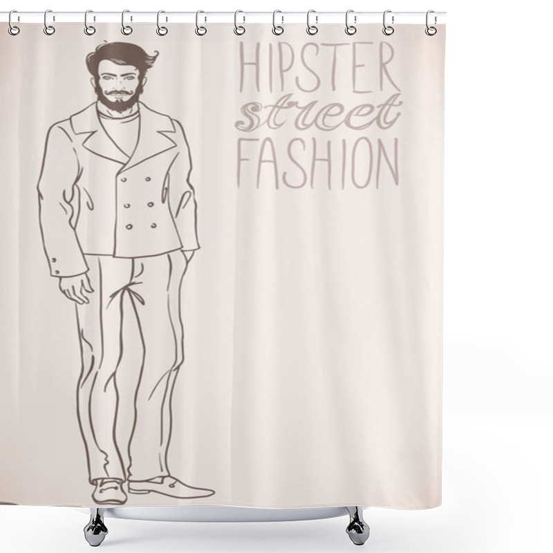 Personality  Hipster Fashion Trendy Man. Shower Curtains