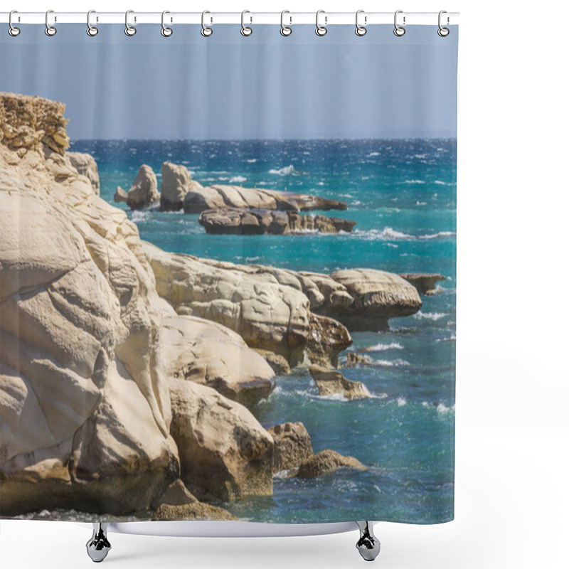 Personality  Cyprus Sea Caves Coast Scene Shower Curtains