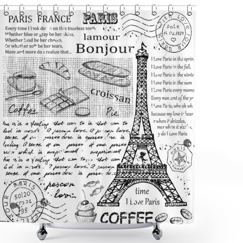 Personality  Paris Eiffel Tower Shower Curtains