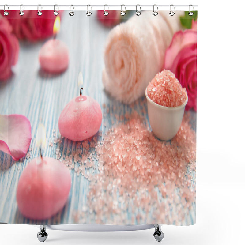 Personality  Close-up Of Candles And Flowers Shower Curtains