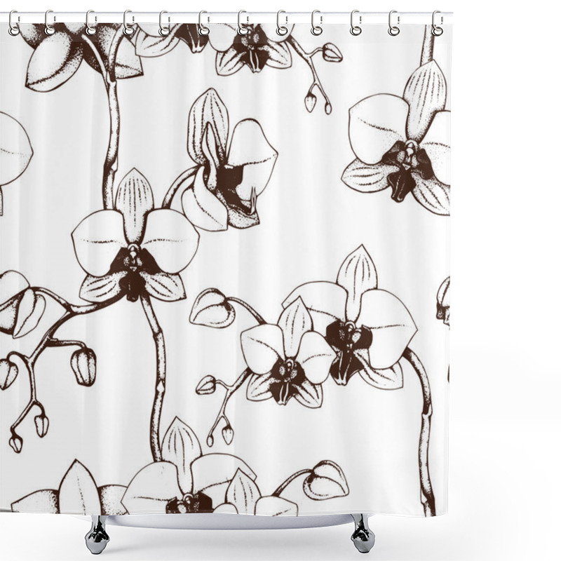 Personality  Pattern With Orchid Flowers Shower Curtains