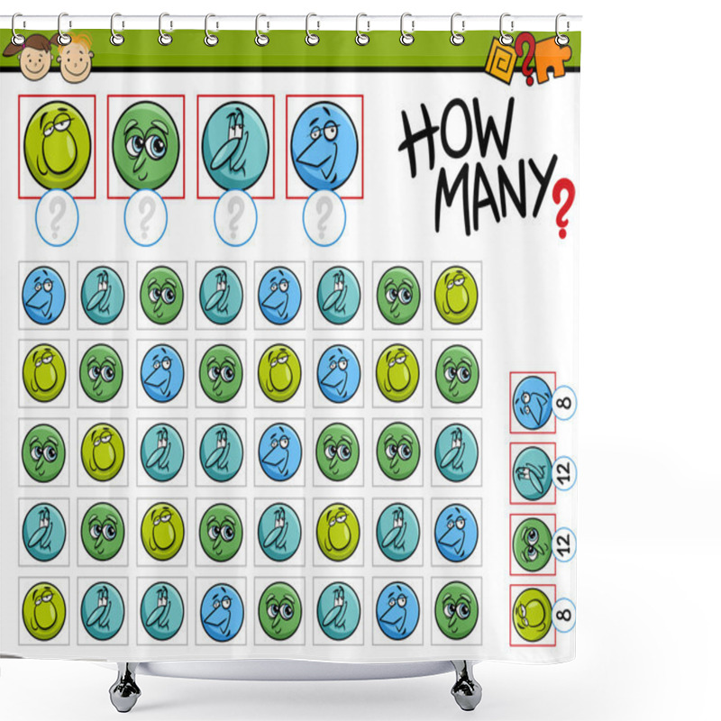 Personality  Counting Game Cartoon Illustration Shower Curtains