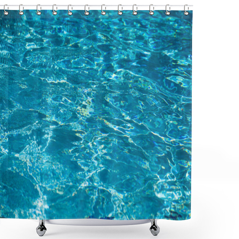 Personality  Background Of Blue Water In Swimming Pool With Sun Reflection, Ripple Water Wave In Pool. Clear Water Background Shower Curtains