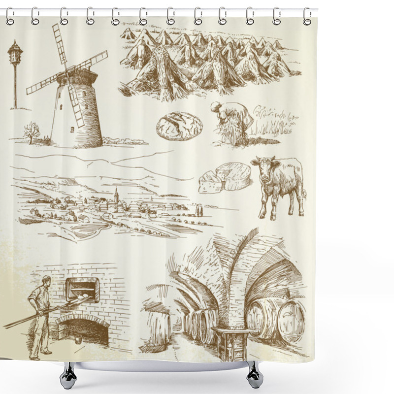 Personality  Agriculture, Rural Village Shower Curtains