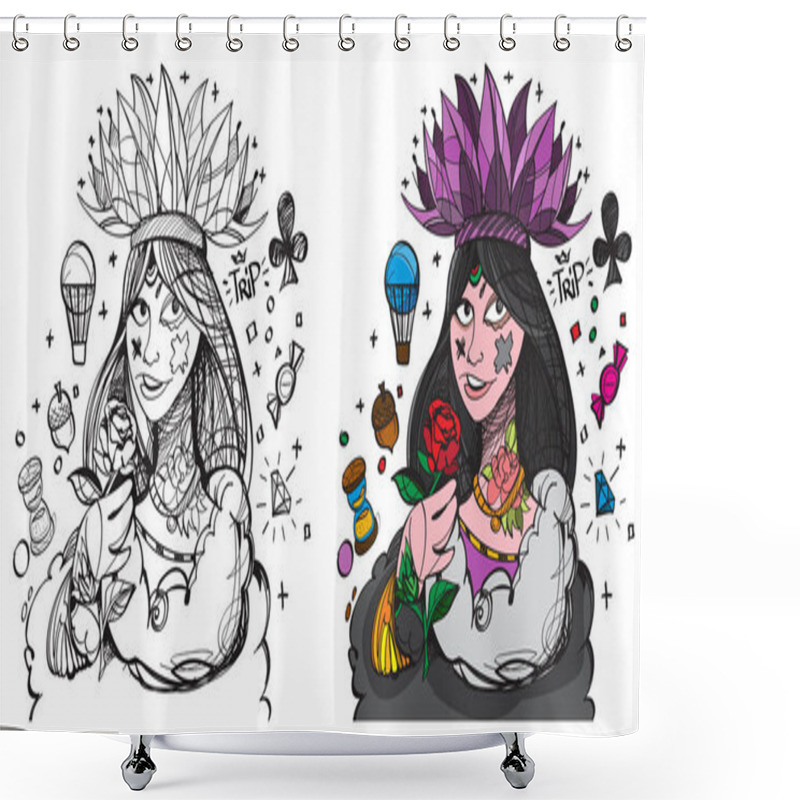 Personality  Figure Hand Drawn Character Shower Curtains