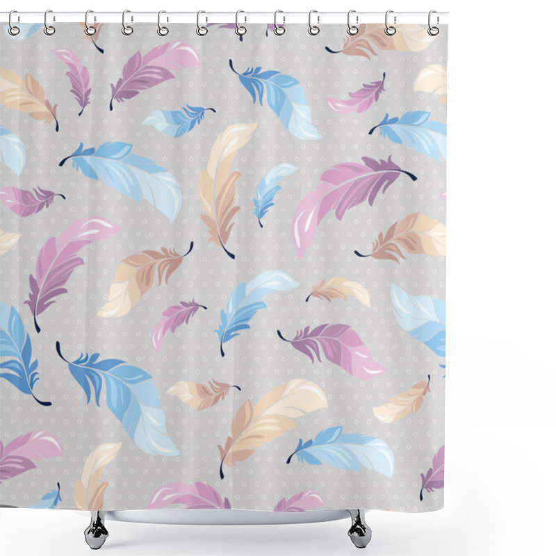 Personality  Seamless Pattern With Feathers Shower Curtains