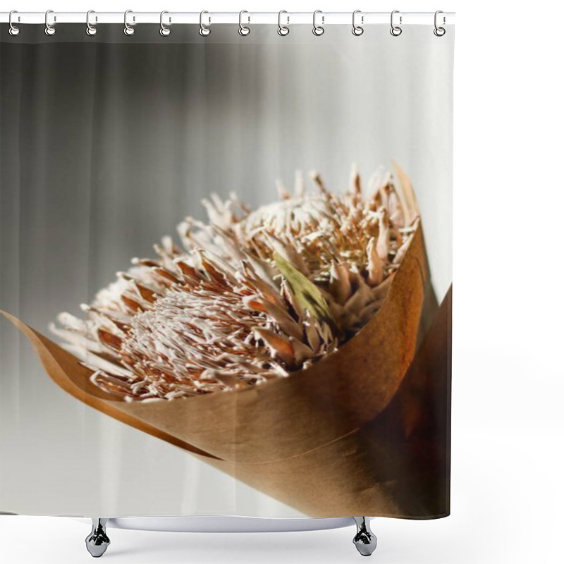 Personality  Elegant Dried Protea Flowers Wrapped In Brown Paper. Shower Curtains