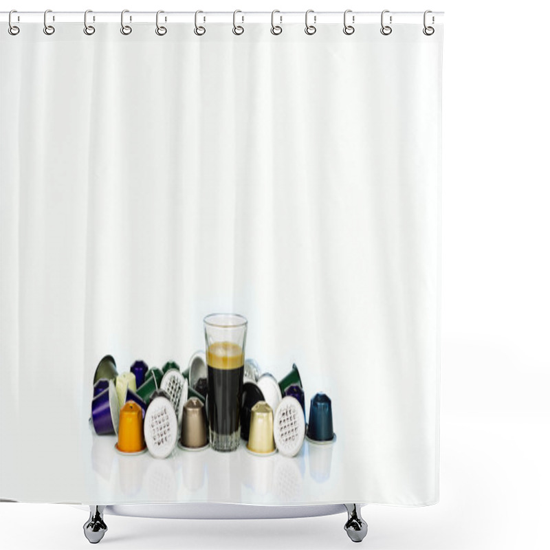 Personality  Single-serve Espresso Shot Coffee Capsules Isolated  Shower Curtains