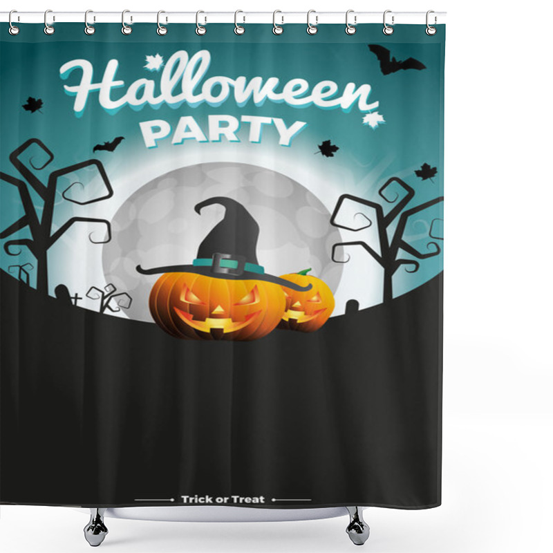 Personality  Vector Halloween Party Illustration Shower Curtains