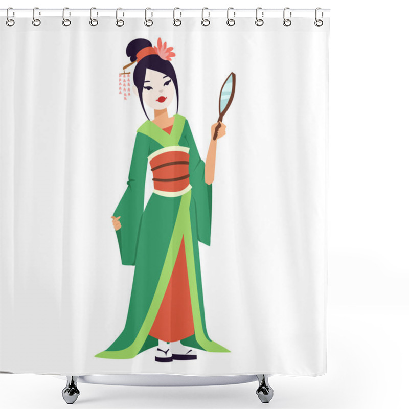 Personality  Vector Japanese Geisha Girl Shower Curtains