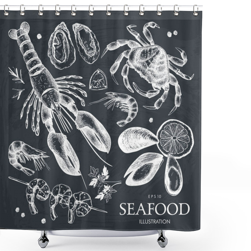 Personality  Seamless Seafood Background Shower Curtains