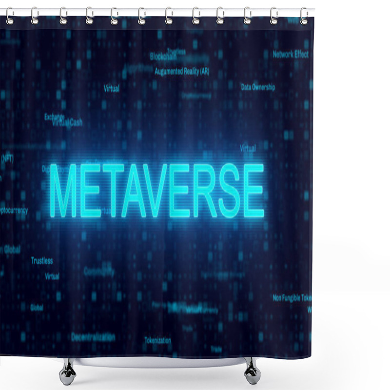 Personality  Metaverse - Web 3.0 Related Words Digital Futuristic Background Shower Curtains