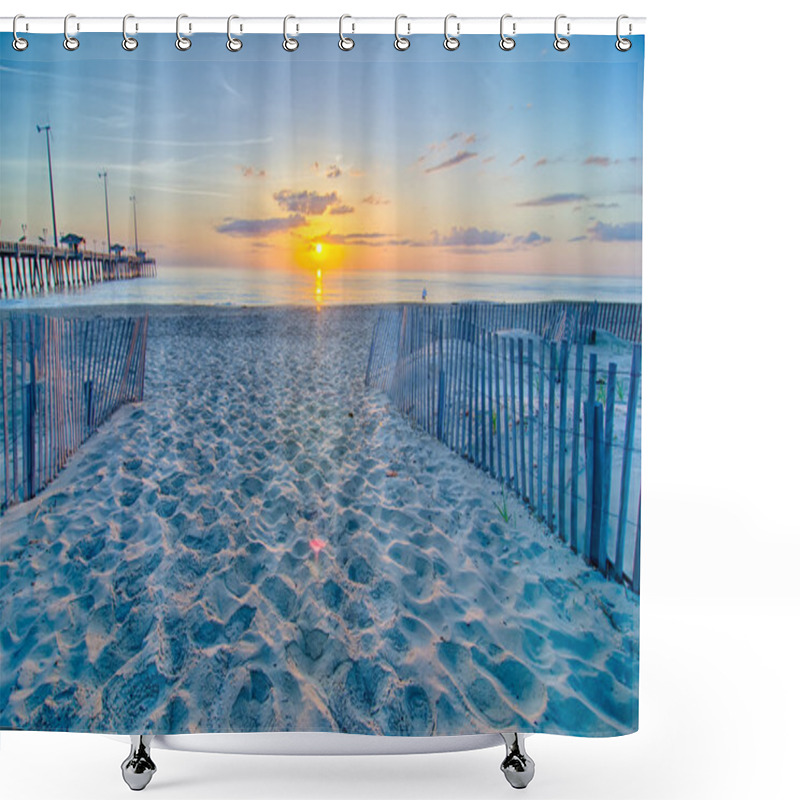 Personality  The Rising Sun Peeks Through Clouds And Is Reflected In Waves By Shower Curtains