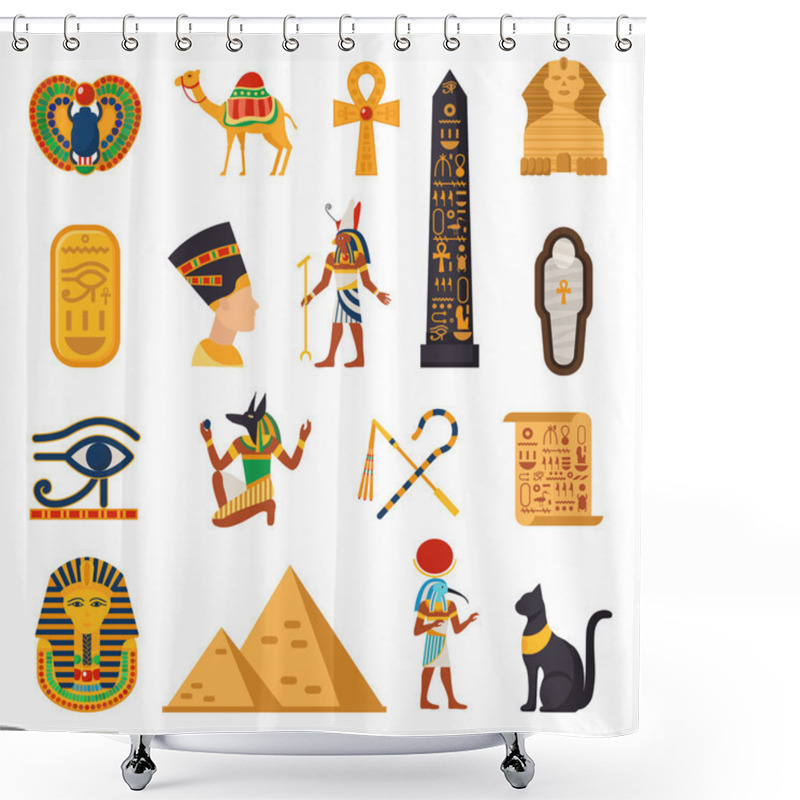 Personality  Egypt Touristic Icons Set  Shower Curtains