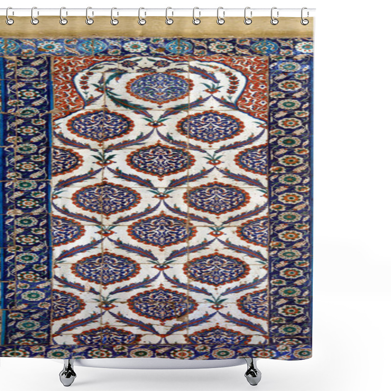 Personality  30.12.2009 ISTANBUL TURKEY.Floral Patterned Tile From Blue Mosque,ancient Ottoman Era. Shower Curtains