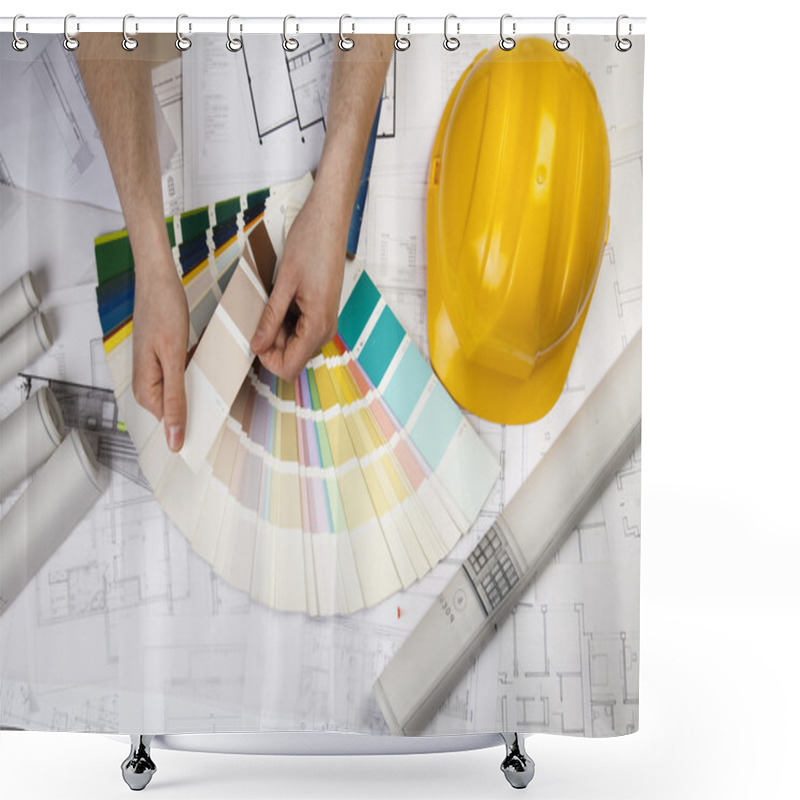 Personality  House Blueprints Shower Curtains