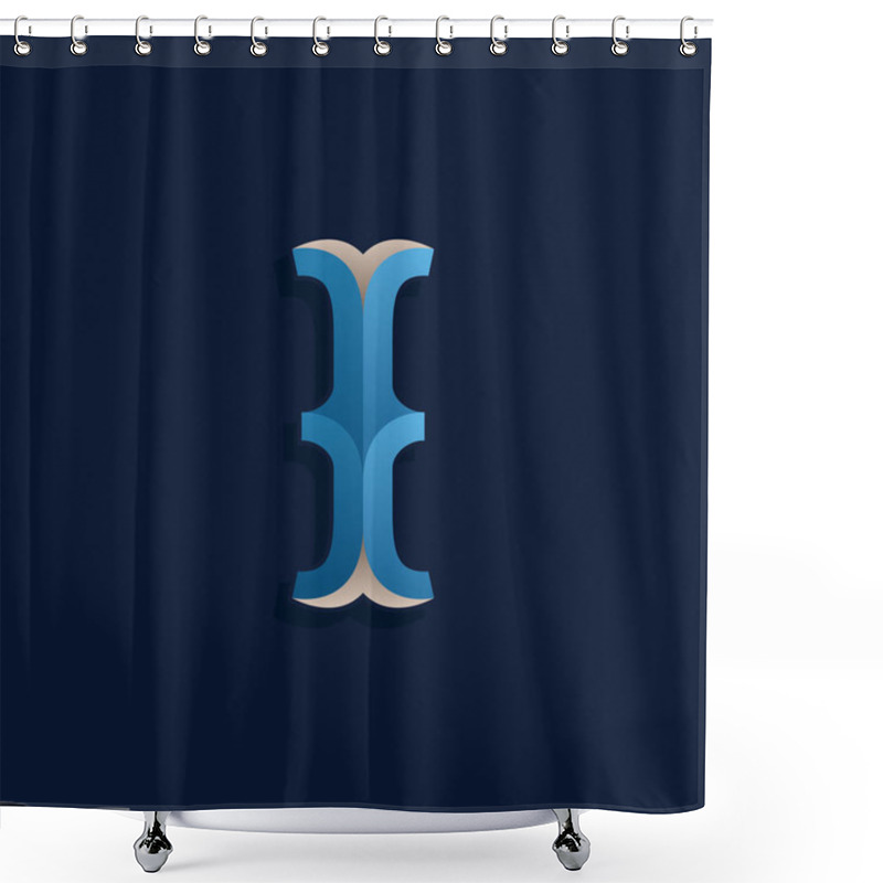 Personality  I Letter Logo In Retro Marine Style.  Shower Curtains