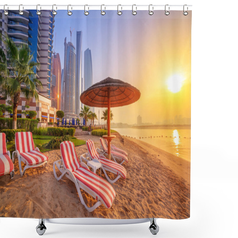 Personality  Sunrise On The Beach At Perian Gulf Shower Curtains