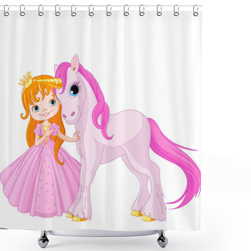 Personality  Cute Princess And Unicorn Shower Curtains