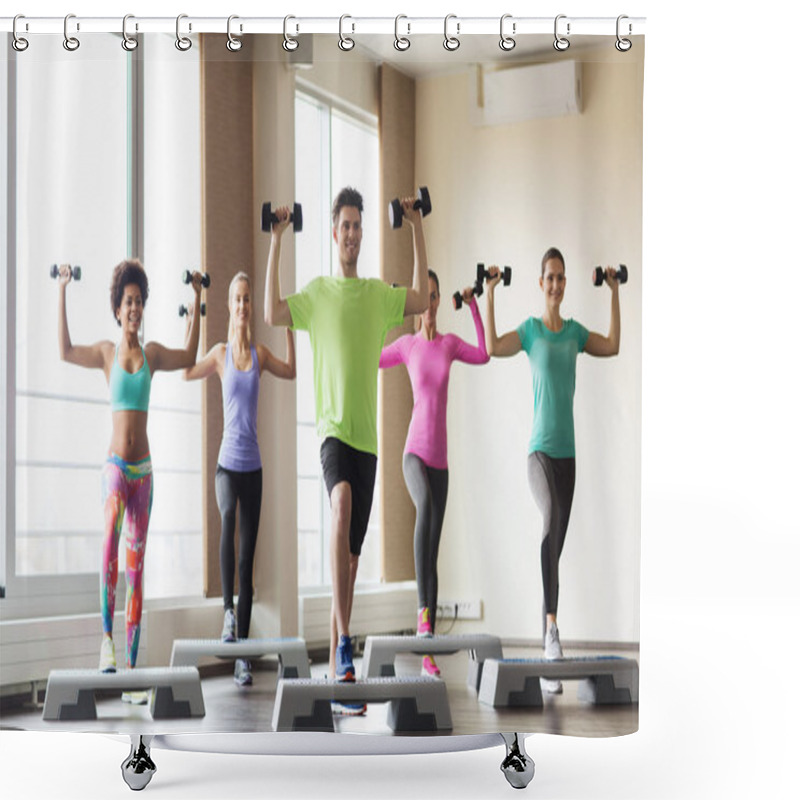 Personality  Group Of People With Dumbbells And Steppers Shower Curtains