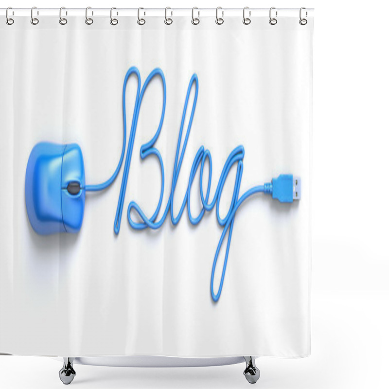 Personality  Blue Mouse And Cable In The Shape Of Word-blog Shower Curtains