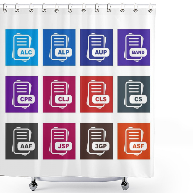 Personality   Set Of Vector File Format Icons Shower Curtains