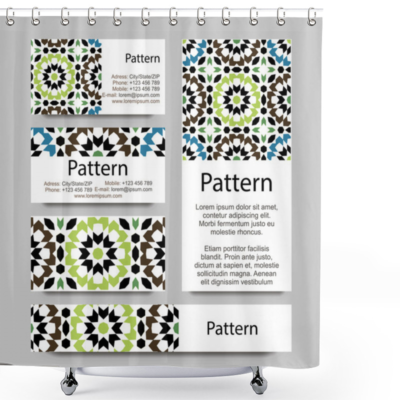 Personality  Business Cards Pattern With Islamic Morocco Ornament. Includes Seamless Pattern Shower Curtains