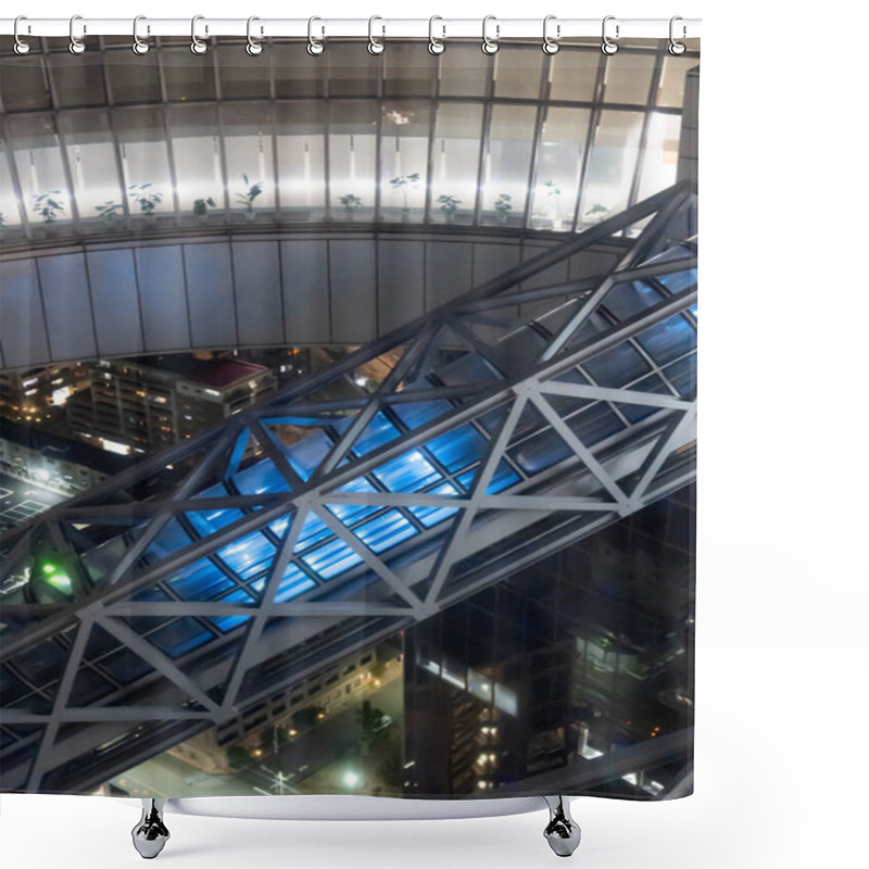 Personality  Slanted Staircase Structure Of The Famous Umeda Sky Building Observatory Deck, Japan. High Quality Photo Shower Curtains