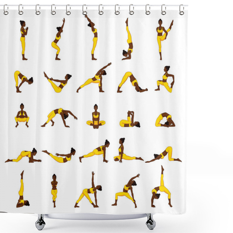 Personality  Women Silhouettes. Collection Of Yoga Poses. Asana Set. Shower Curtains