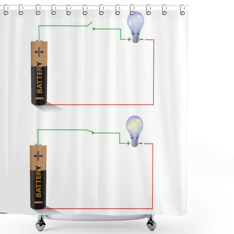 Personality  Open And Closed Switches Using A Light Bulb And Battery Shower Curtains