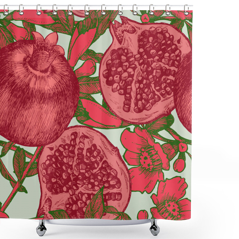 Personality  Pattern With Hand-drawn Pomegranates Shower Curtains