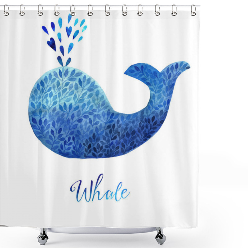 Personality  Whale Made Of Blue Flower Ornament Shower Curtains