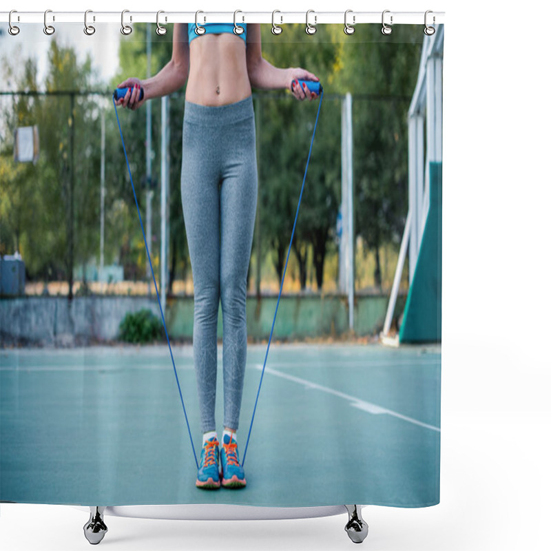 Personality  Woman Exercising With Jump Rope  Shower Curtains