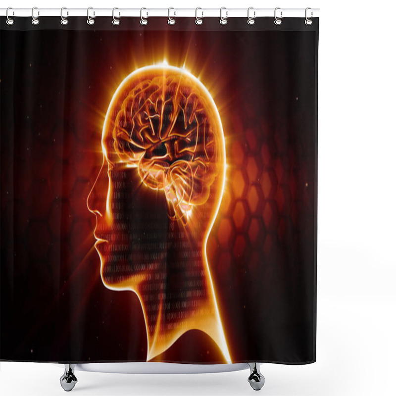 Personality  Man Head With Shining Brain Shower Curtains