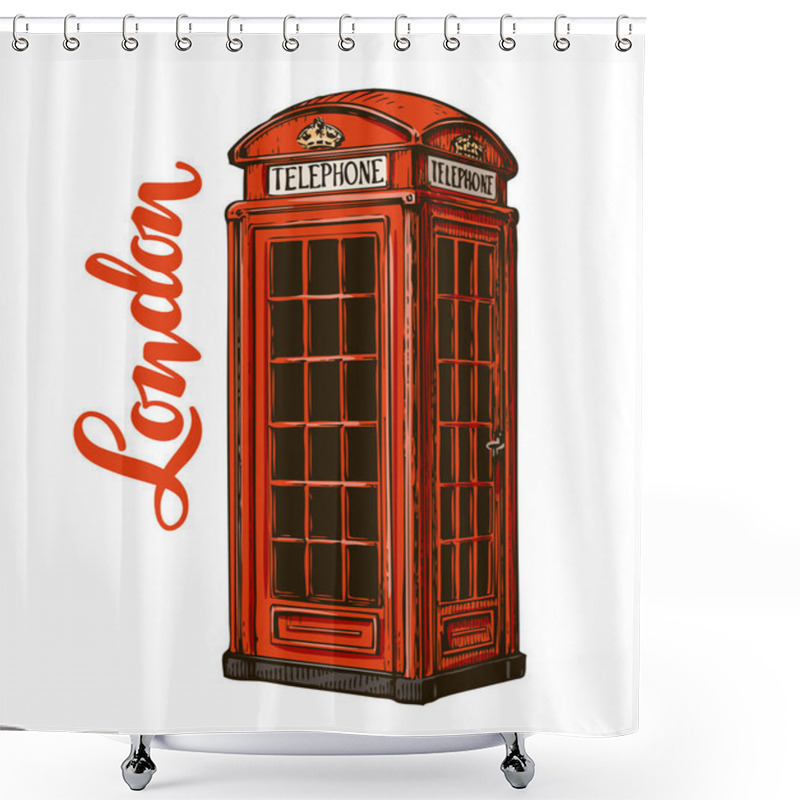 Personality  London Red Phone Booth. Vector Illustration Isolated On White Background Shower Curtains