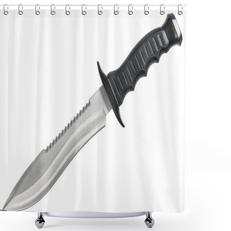 Personality  Fixed Blade Tactical Combat Hunting Survival Sawback Bowie Knife Isolated On White Background Shower Curtains