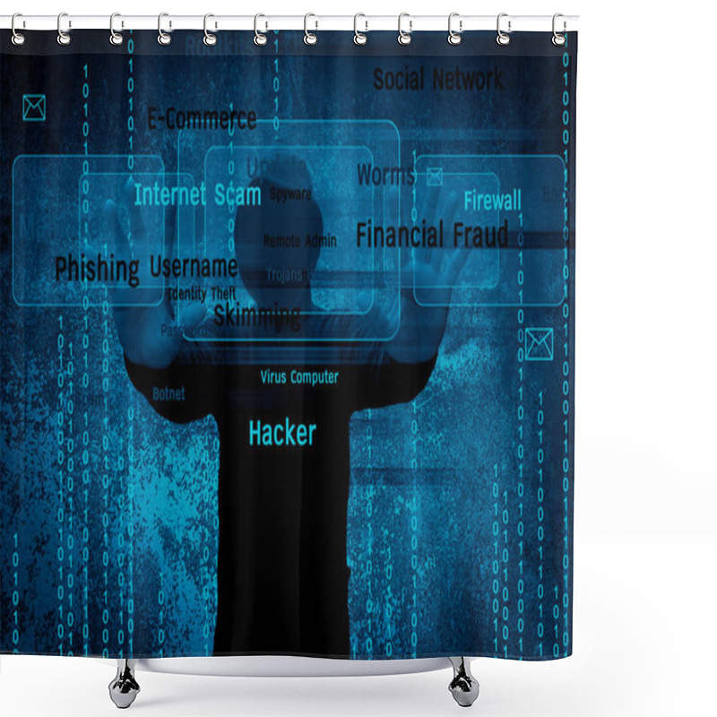 Personality  Computer Hacker Or Cyber Attack Concept Background Shower Curtains