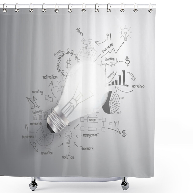 Personality  Light Bulb With Drawing Business Success Strategy Plan Idea Shower Curtains