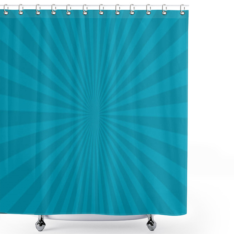 Personality  Cyan Sun Rays. Pop Art And Comic Style Backgound. Shower Curtains