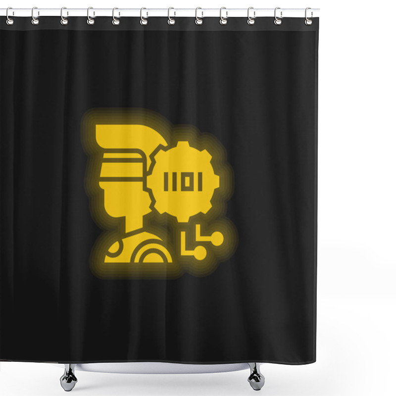 Personality  Binary Code Yellow Glowing Neon Icon Shower Curtains