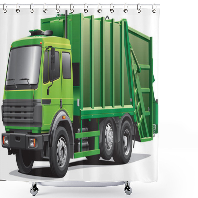 Personality  Green Garbage Truck Shower Curtains