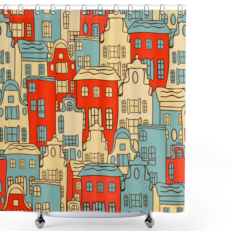 Personality  Vector Cute City Pattern Shower Curtains