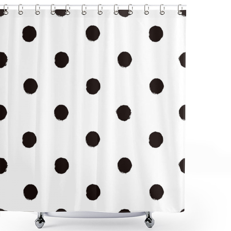 Personality  Polka Dot Black And White Painted Seamless Pattern Shower Curtains