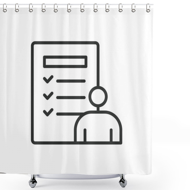 Personality  Daily Tasks, In Line Design. Daily Tasks, Routine, Checklist, Organization, Productivity, Time Management, On White Background Vector. Daily Tasks Editable Stroke Icon Shower Curtains