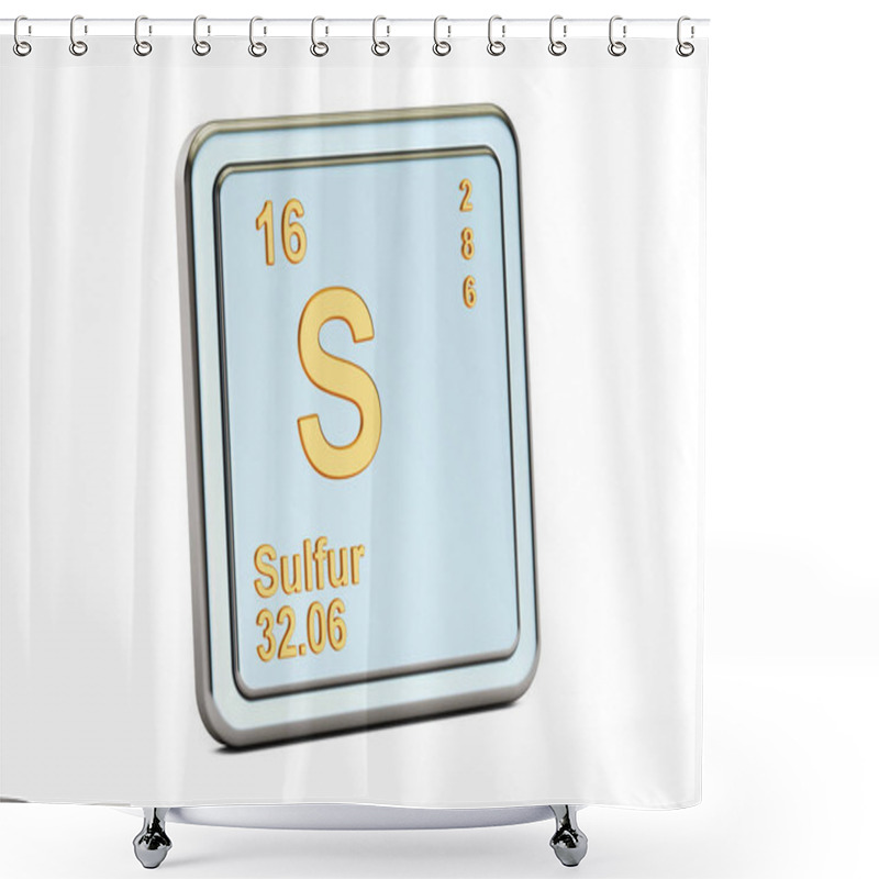 Personality  Sulfur S, Chemical Element Sign. 3D Rendering Shower Curtains