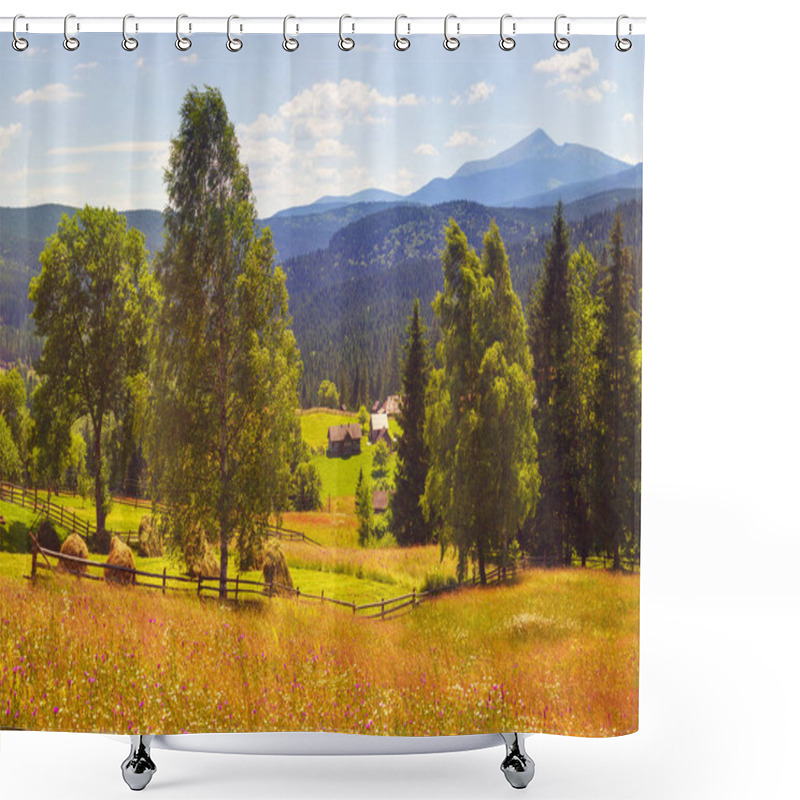 Personality  Flower Farm In Carpathian Mountains Shower Curtains