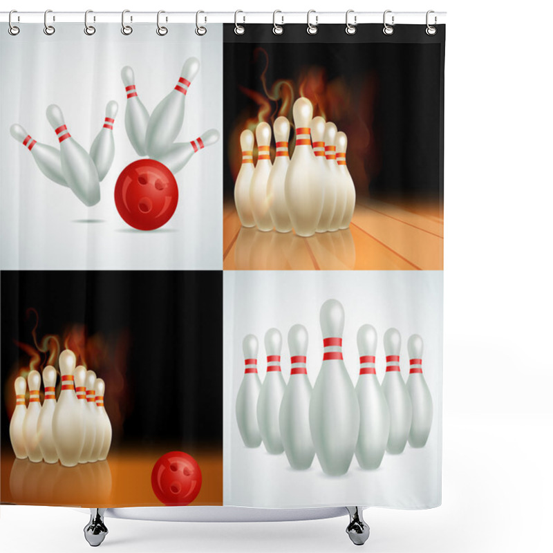 Personality  Bowling Balls Vector Set Shower Curtains