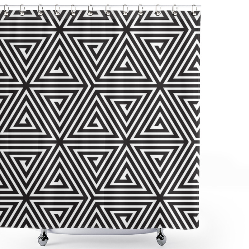 Personality  Triangles, Black And White Abstract Seamless Geometric Pattern,  Shower Curtains